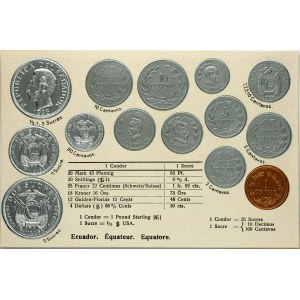 Postcard with Coins of Ecuador