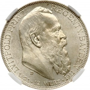 Bavaria 2 Mark 1911 D 90th Birthday NGC MS 64