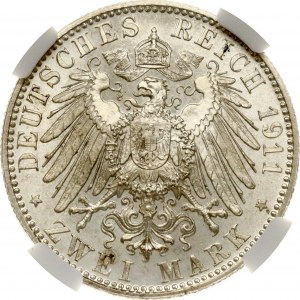 Bavaria 2 Mark 1911 D 90th Birthday NGC MS 64