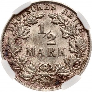 Germany 1/2 Mark 1916 E NGC MS 64