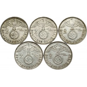 Germany Third Reich 2 Reichsmark (1937-1939) Lot of 5 Coins