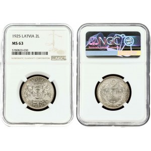 Latvia 2 Lati 1925 NGC MS 63