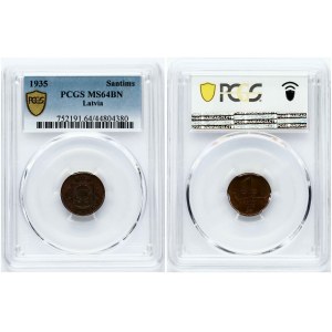 Latvia 1 Santims 1935 PCGS MS 64 BN ONLY ONE COIN IN HIGHER
