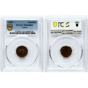 Latvia 1 Santims 1939 PCGS MS 64 BN MAX GRADE