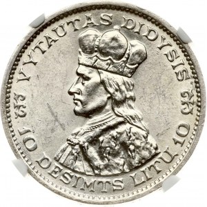 Lithuania 10 Litų 1936 Vytautas Mare variety (Kumele) NGC MS 62 RARE TYPE