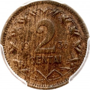 Lithuania 2 Centai 1936 PCGS MS 63 BN