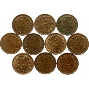 Lituania 2 Centai 1936 Lotto di 10 monete