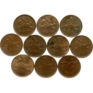 Lituania 2 Centai 1936 Lotto di 10 monete