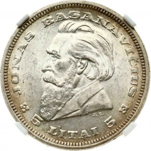Lithuania 5 Litai 1936 Jonas Basanavičius NGC MS 63