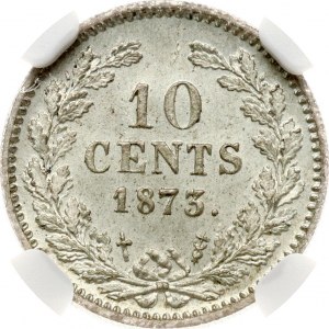 Netherlands 10 Cents 1873 NGC MS 65 TOP POP