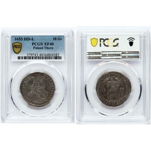 Ort 1653 HIL Thorn (R2) PCGS XF 40 ONLY 4 COINS IN HIGHER GRADE