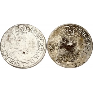 Poland Szostak 1661 TT (R) Lot of 2 coins