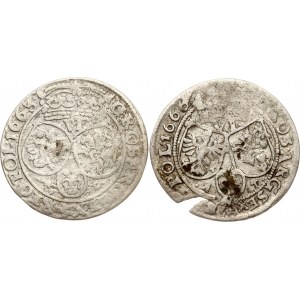 Poland Szostak 1663 AT & 1666 AT Lot of 2 coins