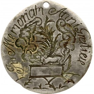 Engraved medallic pendant 1776 in memory of Anni Gratieu