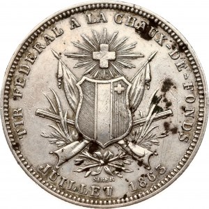 Switzerland 5 Francs 1863 Neuchatel Shooting Festival