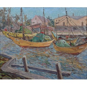 JÓZEF MULARCZYK (1916 - ?), Patrouillenboote in Łeba, 1976