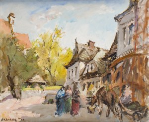 Stanisław Łazorek (1938 Aksmanice - 2000 Kazimierz Dolny), Rynek w Kazimierzu, 1987