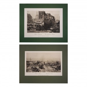 Seweryn Bieszczad (1852-1923); Tadeusz Ajdukiewicz (1852-1916), Zestaw 2 heliograwiur: 1. Targ w Bawarii, 1884; 2. Targ w Kairze,1884