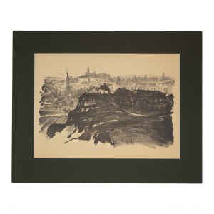 Jan Kanty Gumowski (1883-1946), Zestaw 3 litografii: 1. Kraków - widok od południa 2. Gmach Collegium Maius w Krakowie 3. Dziedziniec Zamku królewskiego na Wawelu