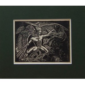 Władysław Skoczylas (1883-1934), Janosik's fight with a bear, from the series: Legends of the Tatra Mountains.