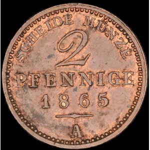 Germany. Saxe-Weimar-Eisenach 2 Pfennige 1865 A