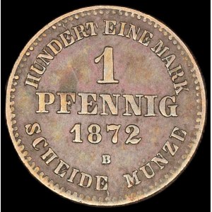 Germany. Mecklenburg Schwerin 1 Pfennig 1872 B