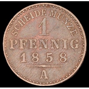 Germany. Schwarzburg Sondershausen 1 Pfennig 1858 A
