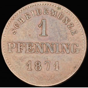 Germany. Bavaria 1 Pfenning 1871