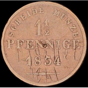 Germany. Saxe-Coburg and Gotha 1 1/2 Pfennig 1834