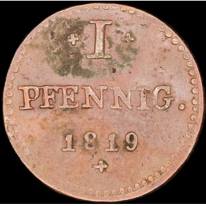 Germany. Hesse Darmstadt 1 Pfennig 1819