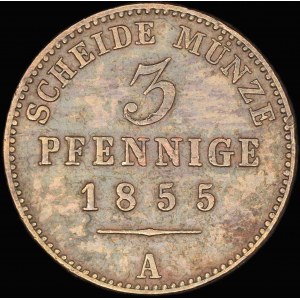 Germany. Reuss Schleiz 3 Pfennige 1855 A