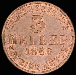 Germany. Hesse Cassel 3 Heller 1866