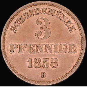 Germany. Oldenburg Birkenfeld 3 Pfennige 1858 B