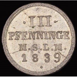 Germany. Mecklenburg Schwerin 3 Pfenninge 1839 Silver