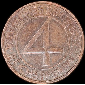 Germany. Weimar Republic 4 Reichspfennig 1932 A Berlin