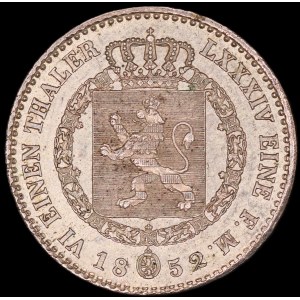 Germany. Hesse Cassel 1/6 Taler 1852 Silver