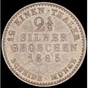 Germany. Hesse Cassel 2 1/2 Silber Groschen 1865