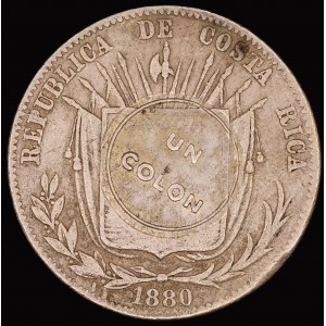 Costa Rica. 1 Colon 1923 Countermarked Over 50 Centimos 1880 Silver