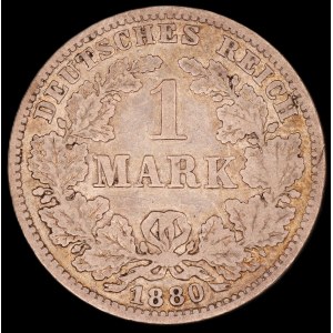 Germany. Empire 1 Mark 1880 G Karlsruhe Silver
