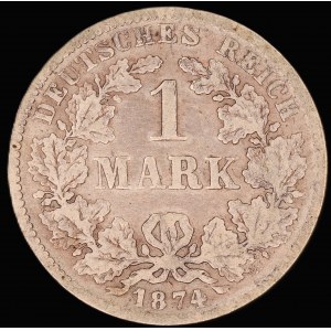 Germany. Empire 1 Mark 1874 F Stuttgart Silver