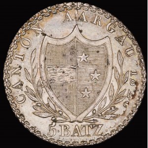 Switzerland. Aargau 5 Batzen 1826 Silver