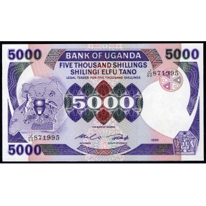Uganda. 5000 Shillings 1986