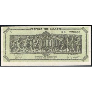 Grèce. 2000 Drachmai 1944