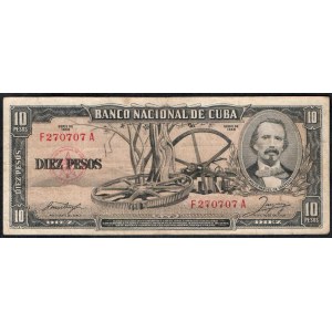 Cuba. 10 Pesos 1958