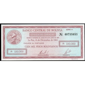 Bolivia. 100000 Pesos Bolivianos 1984