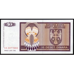 Bosnia and Herzegovina. 10 Dinara 1992