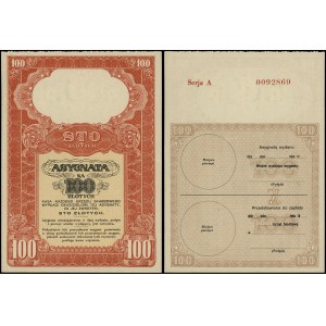 Poland, Assignment for 100 zlotys, no date (1939)