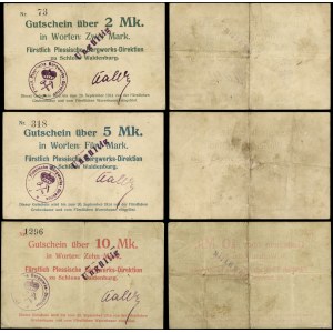 Śląsk, zestaw: 2 marki, 5 marek, 10 marek, 1914