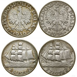 Poľsko, sada: 2 x 2 zlaté, 1936, Varšava