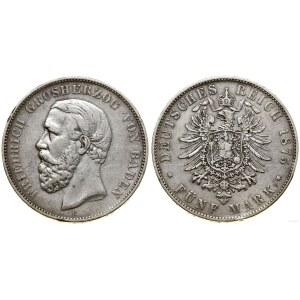 Niemcy, 5 marek, 1875 G, Karlsruhe